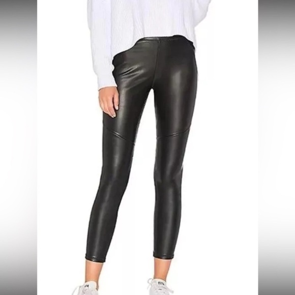 Free People Black Vegan Faux Leather Leggings Size 26 - Picture 2 of 11